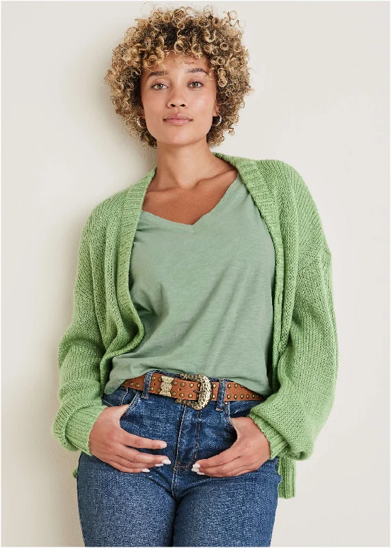 Modern Comfort Wear Light Weight Cardigan - Basil