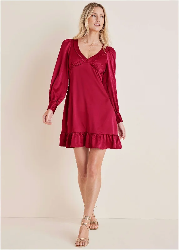 Comfortable Wear Long Sleeve Mini Dress - Vivacious