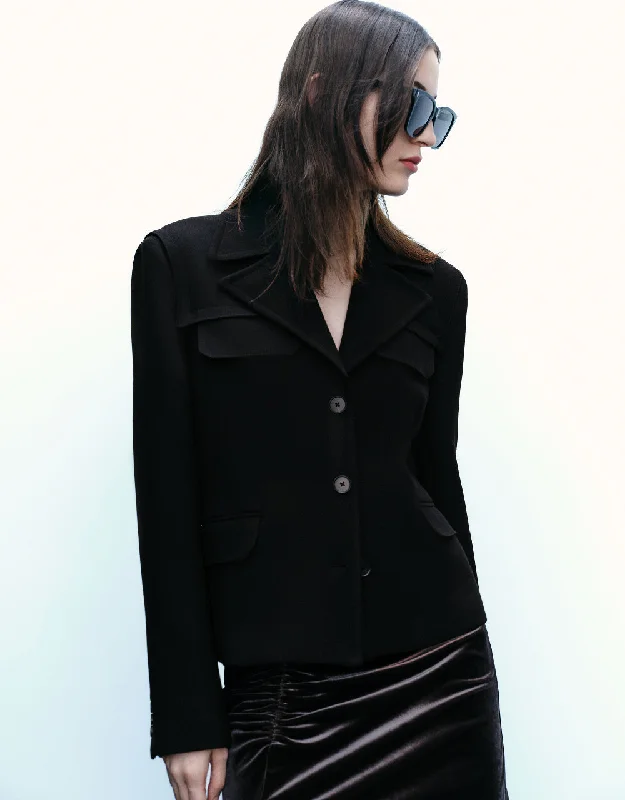 Casual And Versatile Notch Lapel Straight Blazer