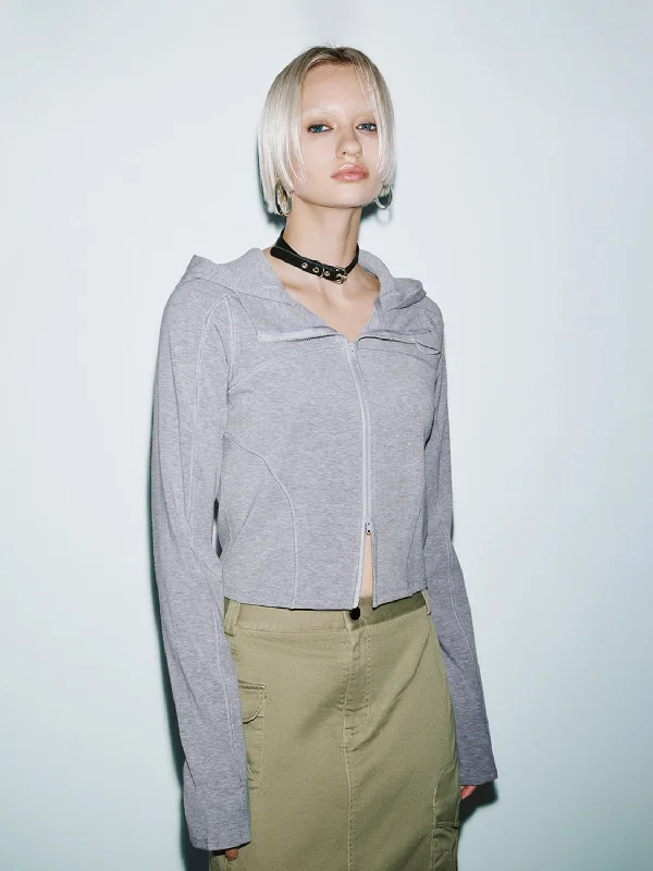 Sweet Breath Zip Up Front Cropped Jackets