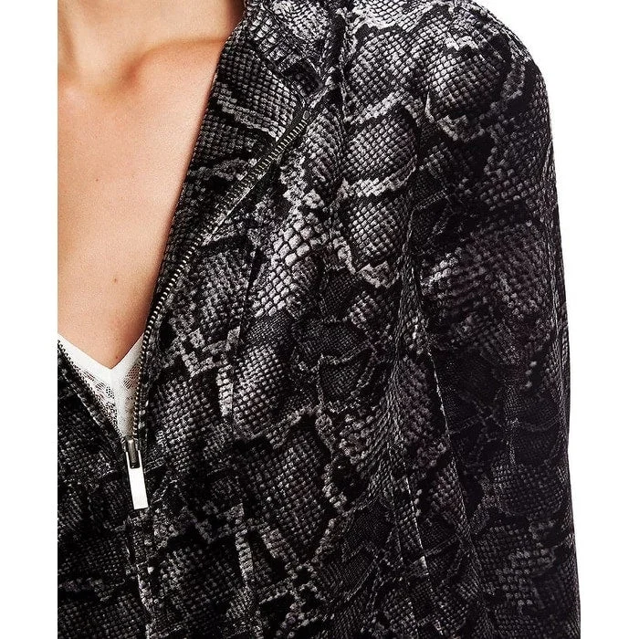 Urban Style 1.State Women's Snake-Embossed Jacket Gray Size Small