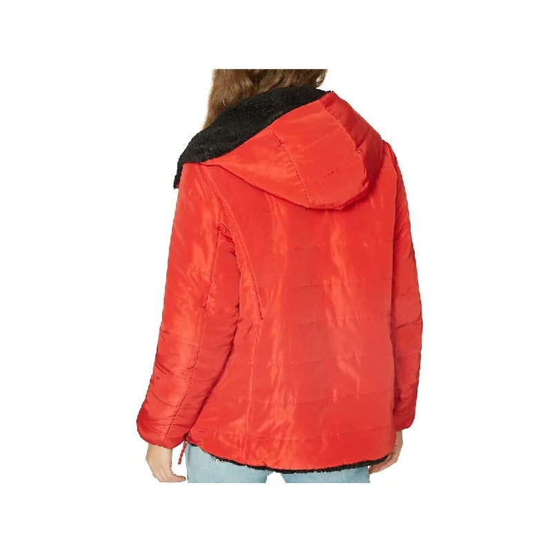 Mid-length Style Sanctuary Women's Reversible Puffer Jacket Red Size Medium