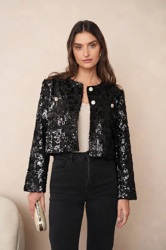 Relaxed Fit Sequin Tweed Jacket