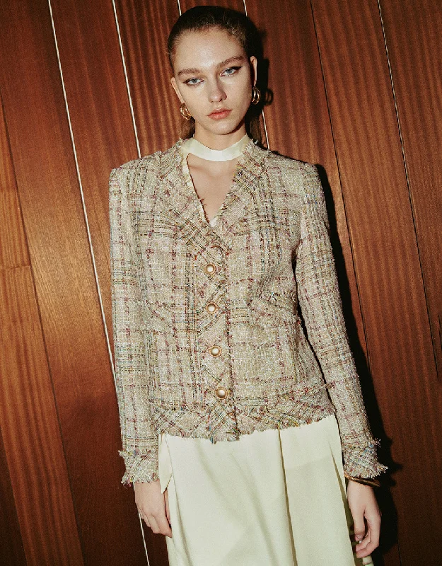 Sweet Style Plaid Tweed Jacket