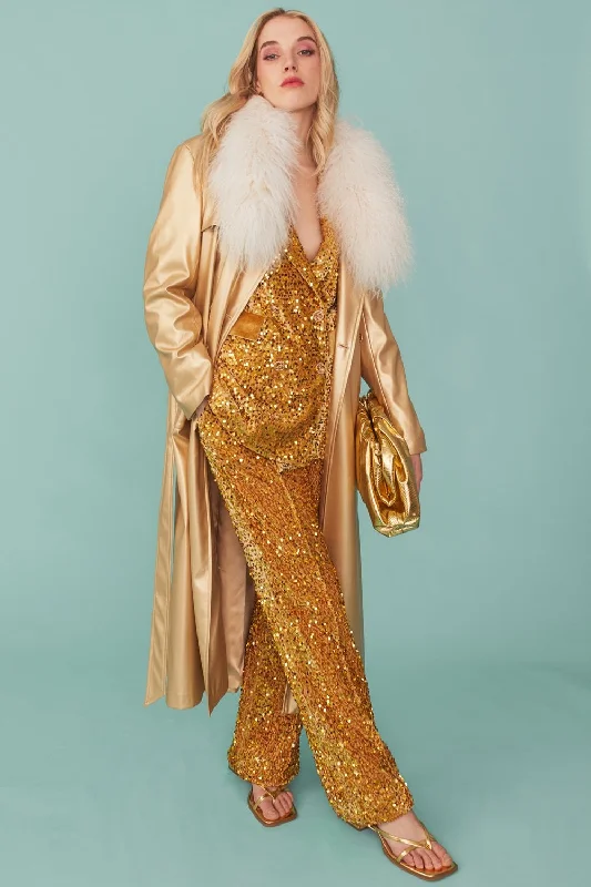 Fashion Innovation Mongolian Fur Trench Coat