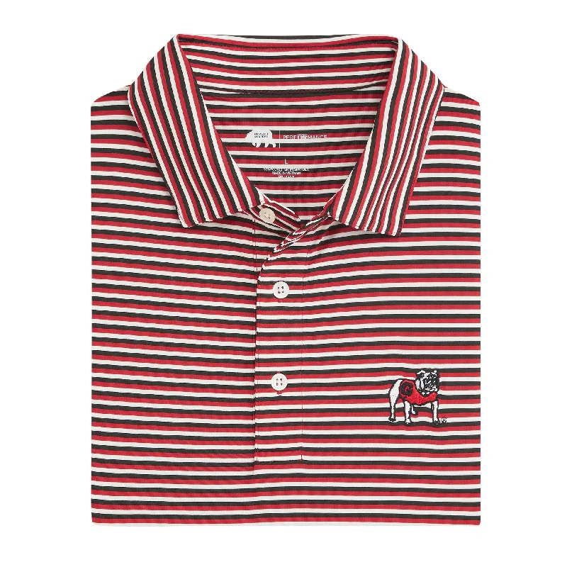 Elegant Design Triple Stripe Standing Bulldog Performance Polo