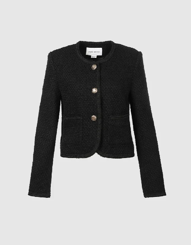 Knowledge And Elegance Buttoned Tweed Jacket