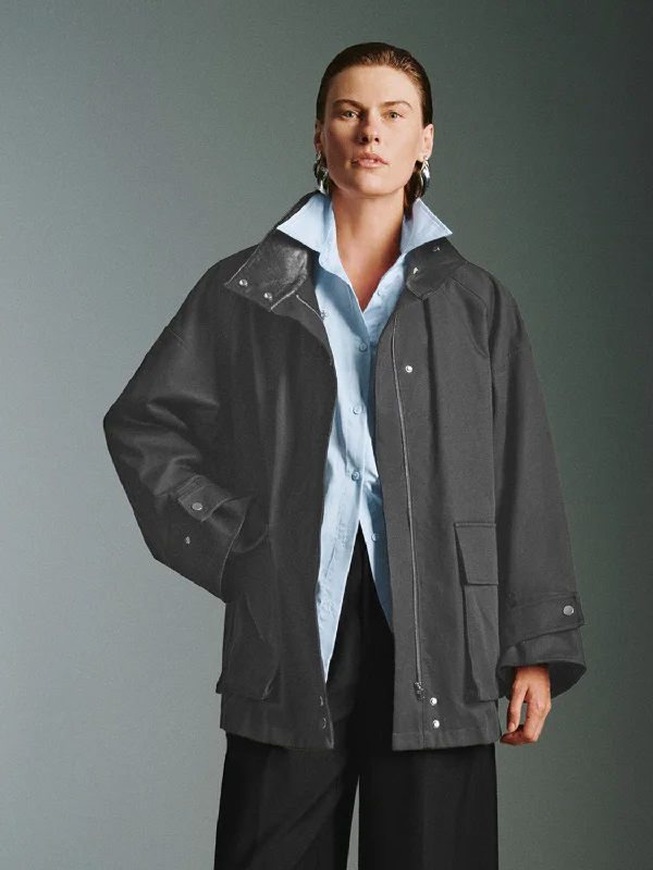 Comfortable Looks Loose Zip Up Front Jackets