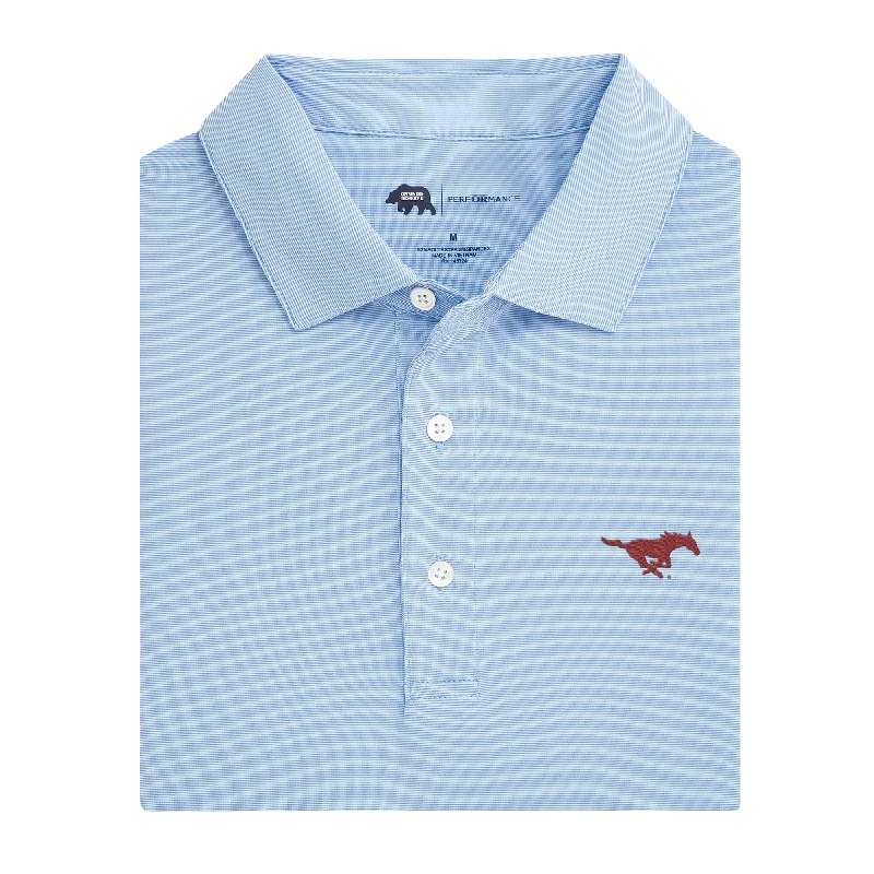 Sports And Leisure Hairline Stripe SMU Polo - Sky