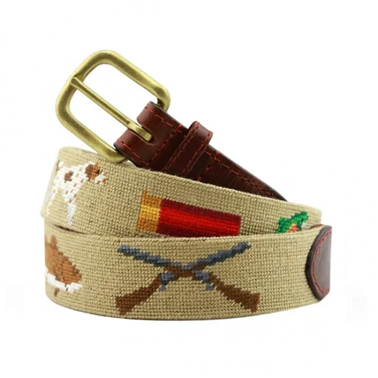 Classic Retro Southern Sportsman Needlepoint Belt - Khaki