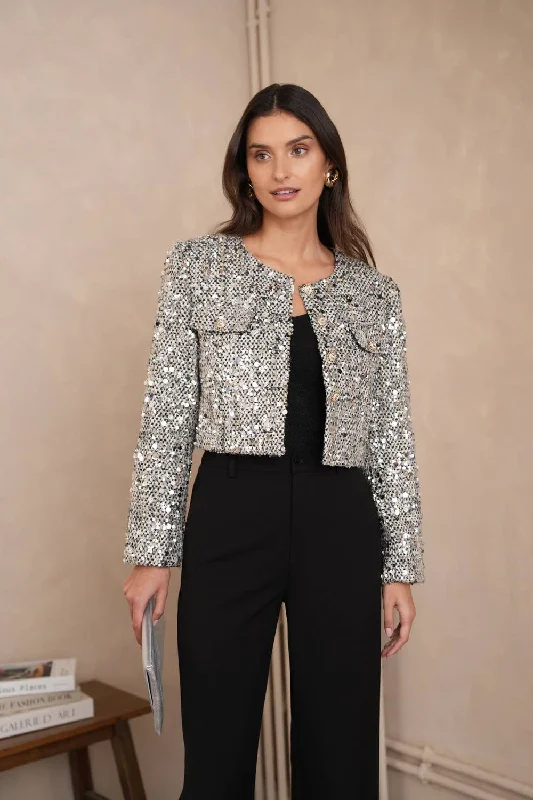 Fashion Concept Jenny Silver Tweed Jacket
