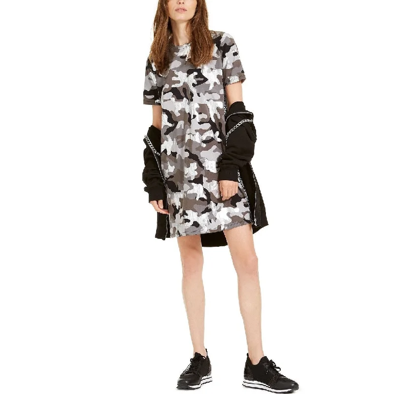 Easy Comfort Style Michael Kors Women's Cotton Camo-Print Logo Dress Gunmetal Size Medium - Grey Easy Comfort Style Michael Kors Women's Cotton Camo-Print Logo Dress Gunmetal Size Medium - Grey