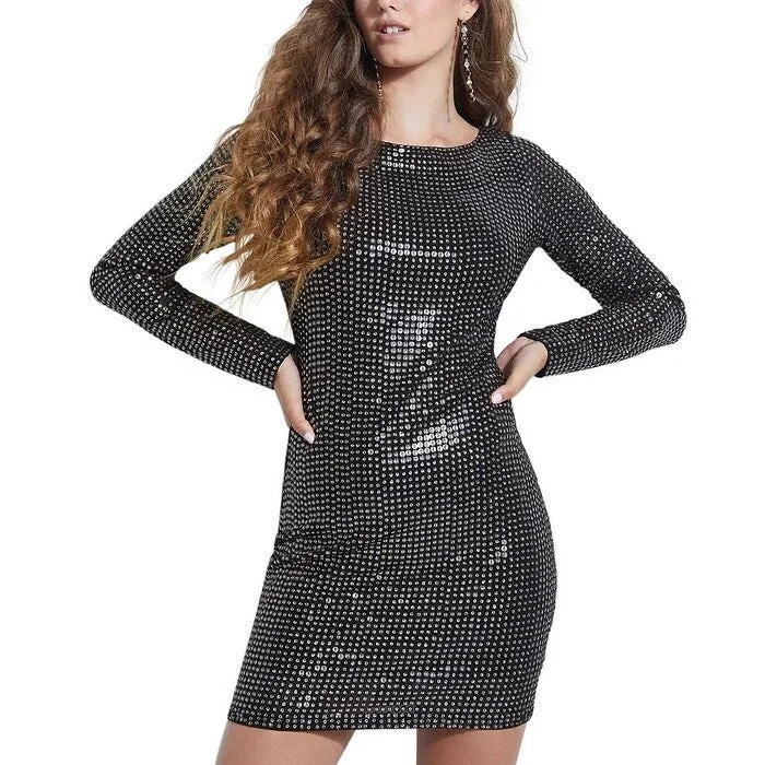Stylish Jackets Guess Women's Beatriz Backless Sequin Dress Black Size Small