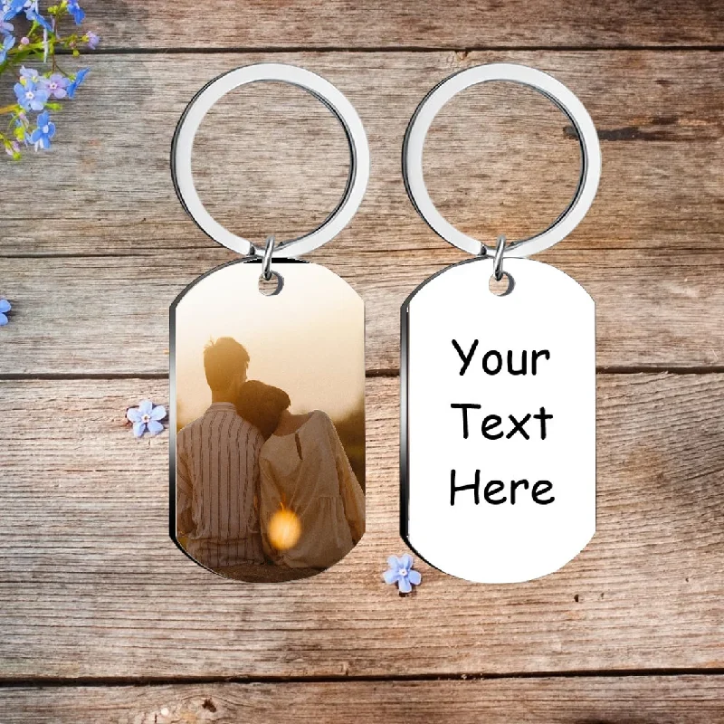British Style Custom Photo&Text Keychain Personalised Stainless Steel Keyring Anniversary Gift British Style Custom Photo&Text Keychain Personalised Stainless Steel Keyring Anniversary Gift