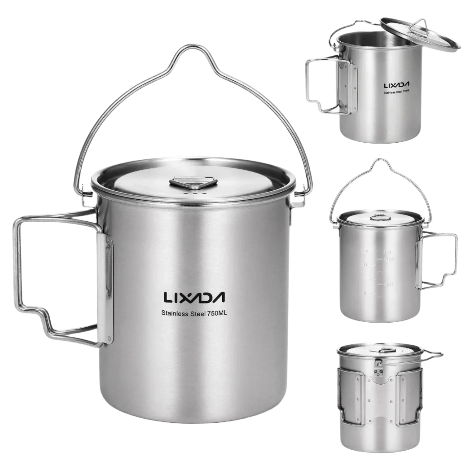 Body Design Lixada 750ml Stainless Steel Pot with Lid Hanging Portable Foldable Handle Water Cup for Outdoor Camping Cooking Hiking Picnic Body Design Lixada 750ml Stainless Steel Pot with Lid Hanging Portable Foldable Handle Water Cup for Outdoor Camping Cooking Hiking Picnic