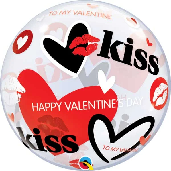 Personalized Outfit 22 inch BUBBLE - VALENTINE'S KISSES & HEARTS