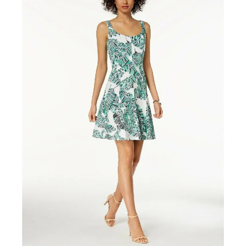 Breezy Comfort Nine West Women's Sleeveless Printed Casual Dress White Size 8"