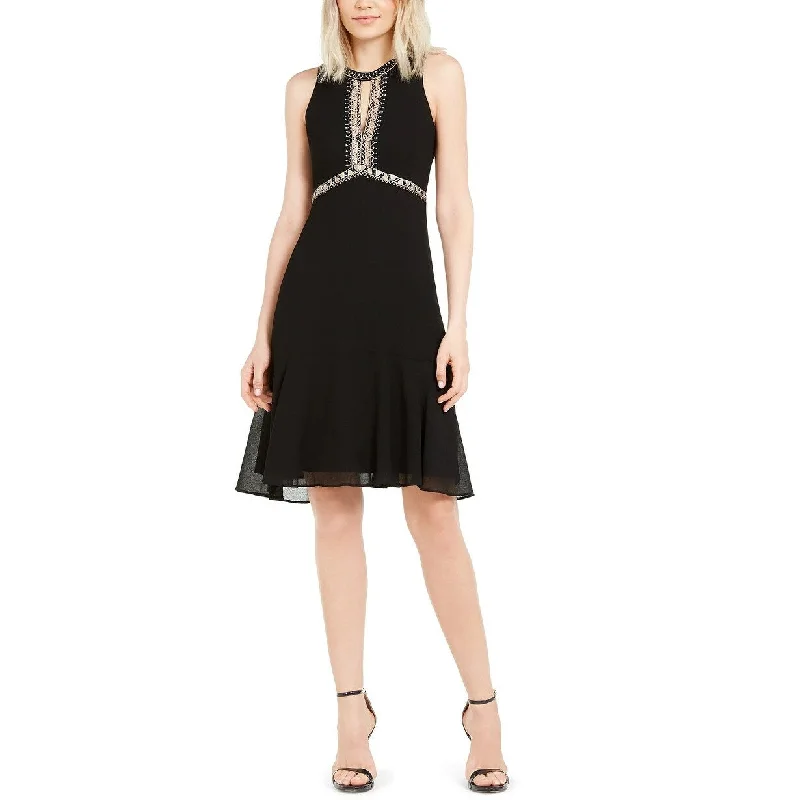 Cozy Vibes Nanette Lepore Women's Embroidered Beaded Sleeveless Chiffon Dress Black Size 8 Cozy Vibes Nanette Lepore Women's Embroidered Beaded Sleeveless Chiffon Dress Black Size 8