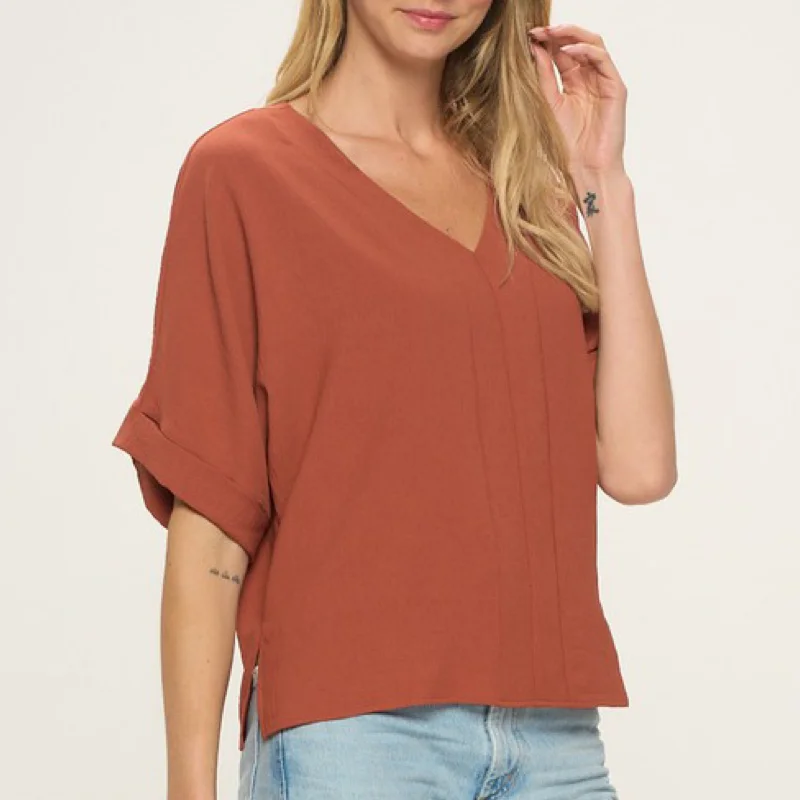 European And American Style Choose You Woven Top Rust