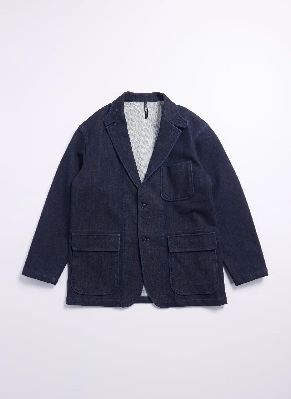 Outdoor Trend 3D Printing Down Denim Fabric Soft Worker Blazer