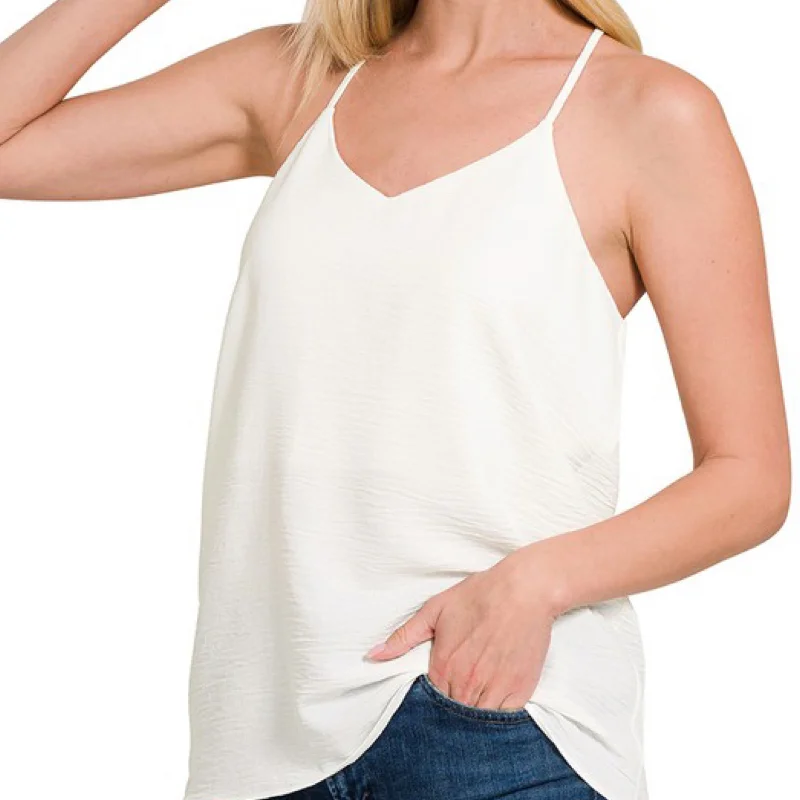 High-end Design Sweeten Your Day V Neck Cami Top Off White
