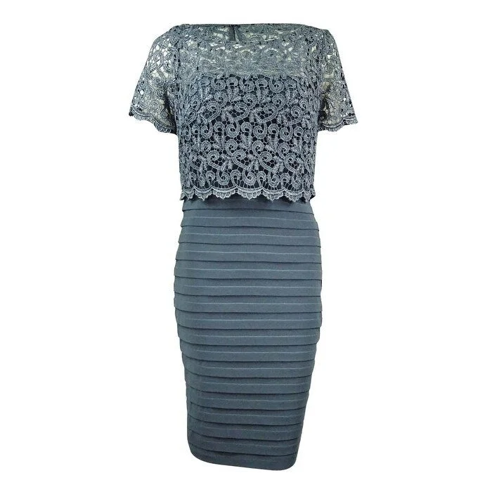Classic And Versatile Betsy & Adam Women's Metallic-Lace Jersey Sheath Dress