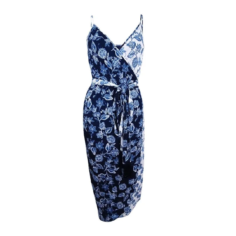Eye-catching Personality Rachel Roy Women's Floral-Print Wrap Slip Midi Dress
