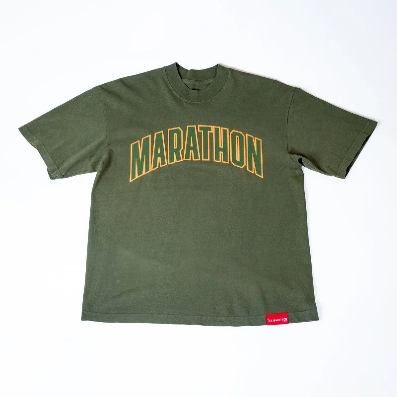 Stylish Wear Marathon Varsity T-shirt - Olive/Olive