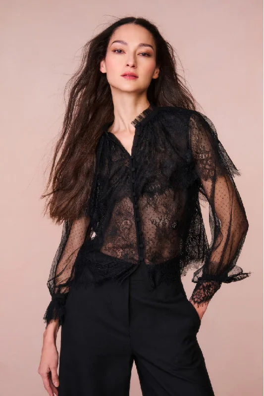 Stylish Jackets Duquette Sheer Lace Top