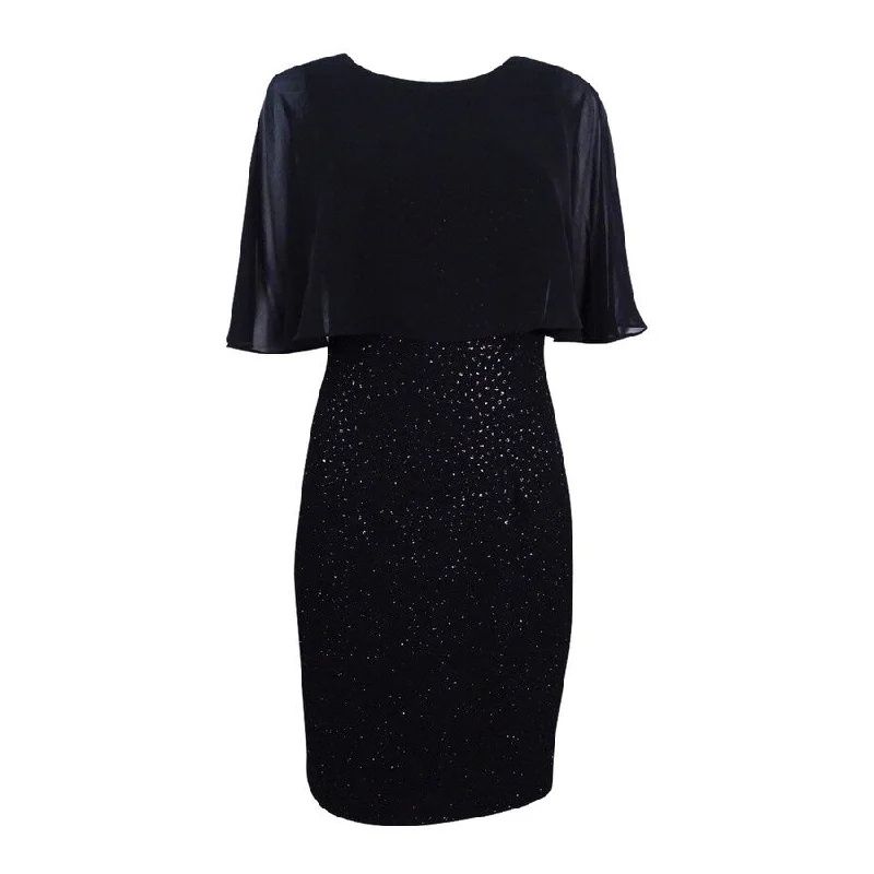 Comfortable And Casual Betsy & Adam Women's Cape Sheath Dress (6, Black)