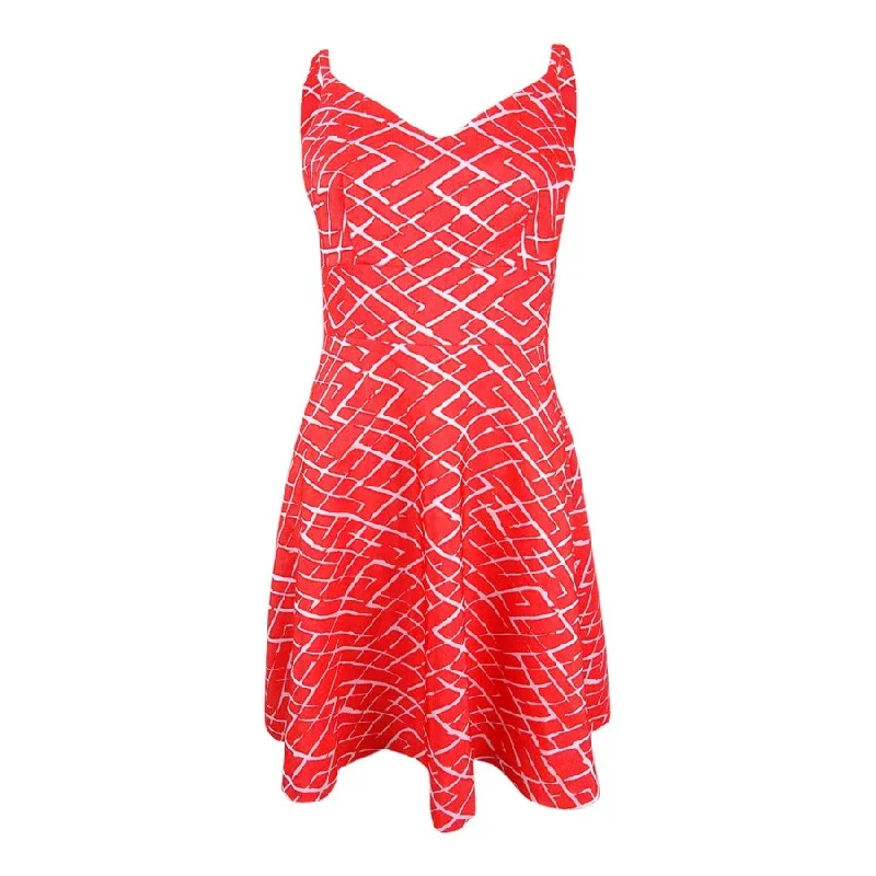 Artistic Temperament CeCe Women's Jacquard Fit & Flare Dress (10, Fiery Red)