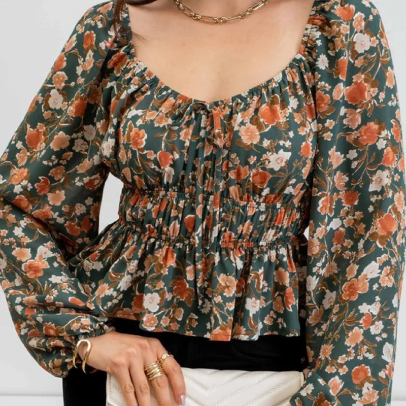 Lively And Youthful Try To Keep Up Floral Print Top