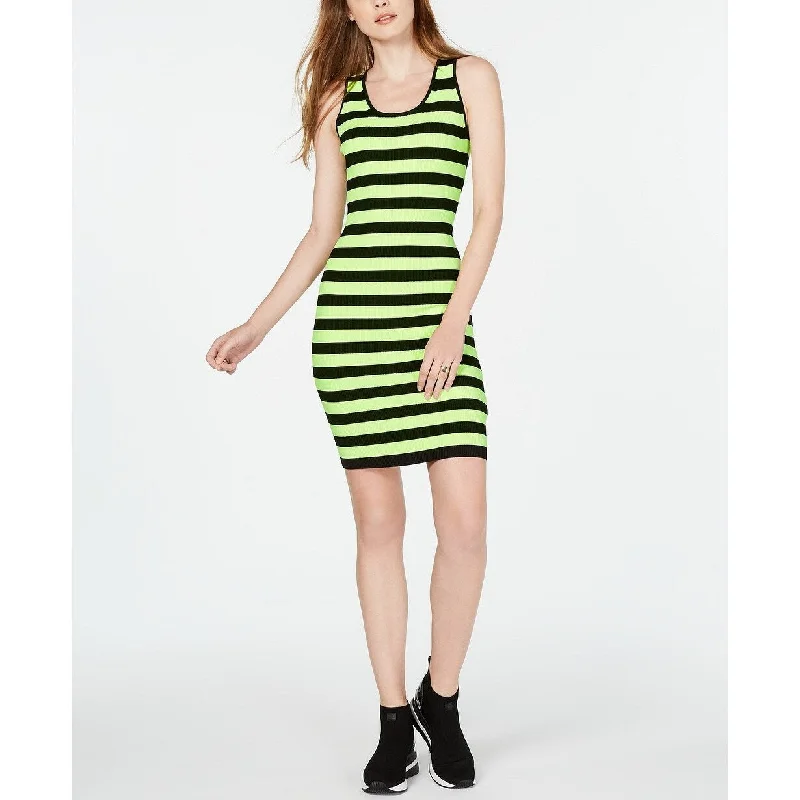 Comfy Chic Michael Kors Women's Striped Tank Dress Neon Yellow Size Medium