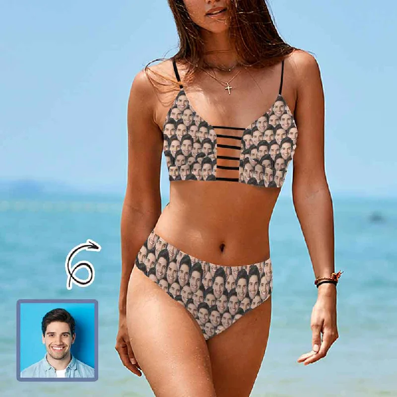 Eye-catching Personality Custom Seamless Face Tie Cutout Bikini Set Personalized Low Waisted Bikini Swimsuit Beach Outfits Eye-catching Personality Custom Seamless Face Tie Cutout Bikini Set Personalized Low Waisted Bikini Swimsuit Beach Outfits