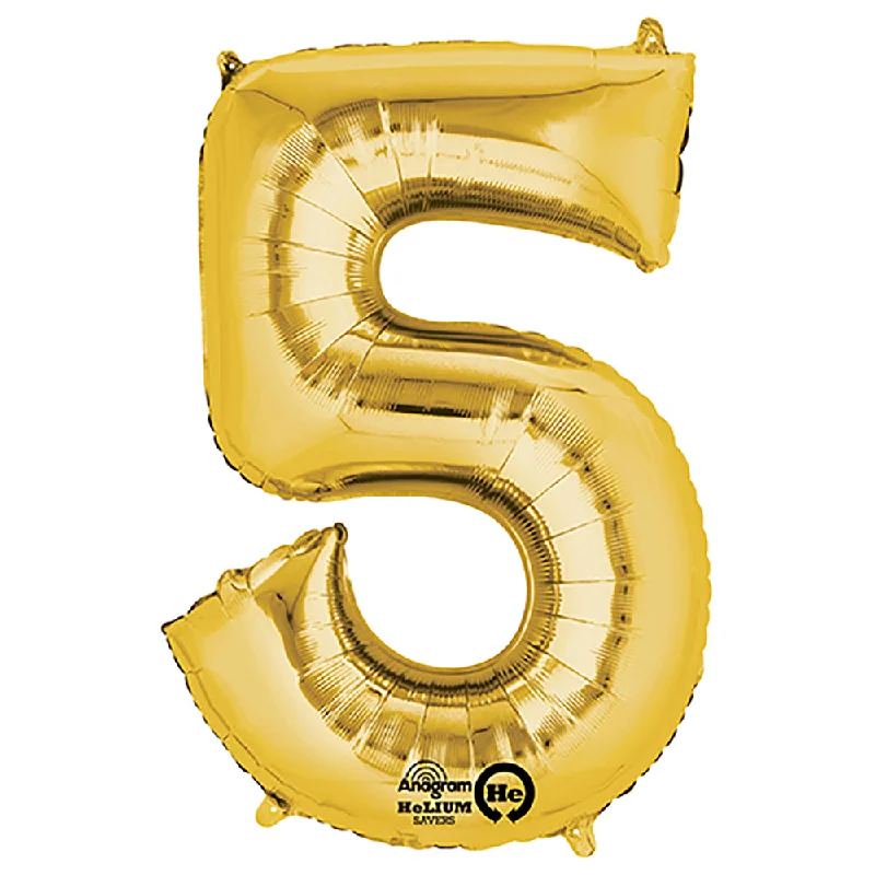 Simple Style 34 inch NUMBER 5 - ANAGRAM - GOLD