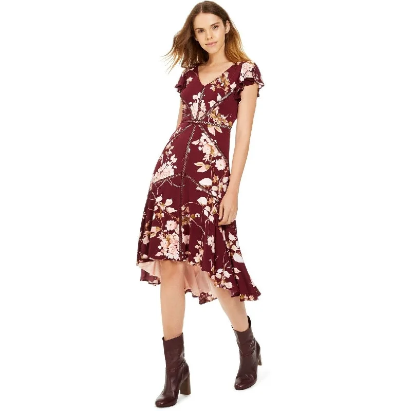 Comfort Fit Taylor Women's Crochet-Trim Midi Dress Wine Size 4