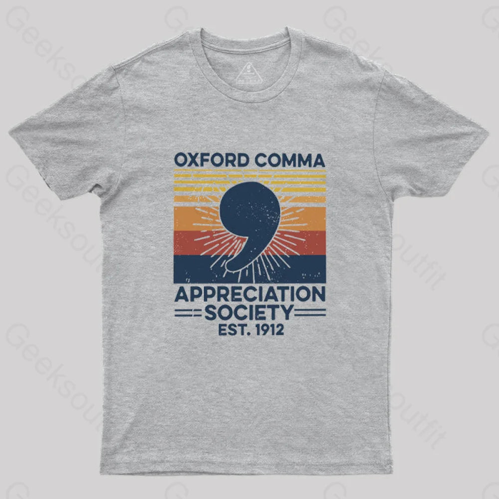 Comfortable And Cold-proof Retro Oxford Comma Appreciation Society T-Shirt