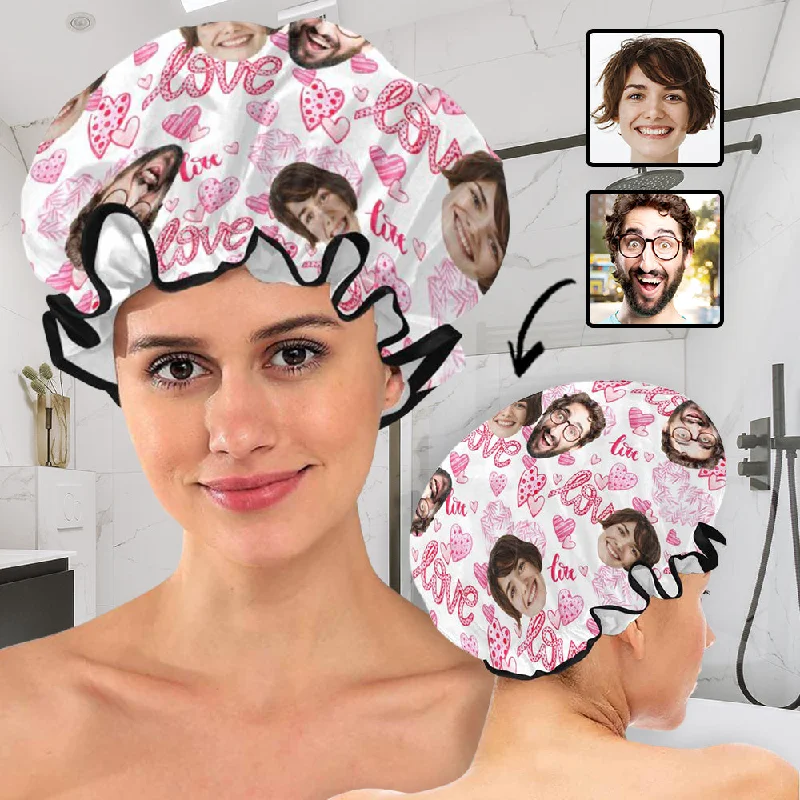 Casual And Casual Custom Face Shower Cap Love Heart Waterproof Hat Valentine's Day Gifts Casual And Casual Custom Face Shower Cap Love Heart Waterproof Hat Valentine's Day Gifts