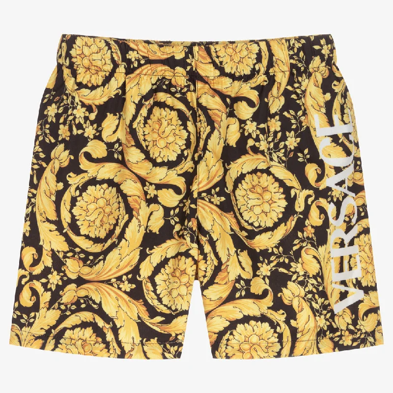 Dynamic Fashion Black & Gold Barocco Swim Shorts