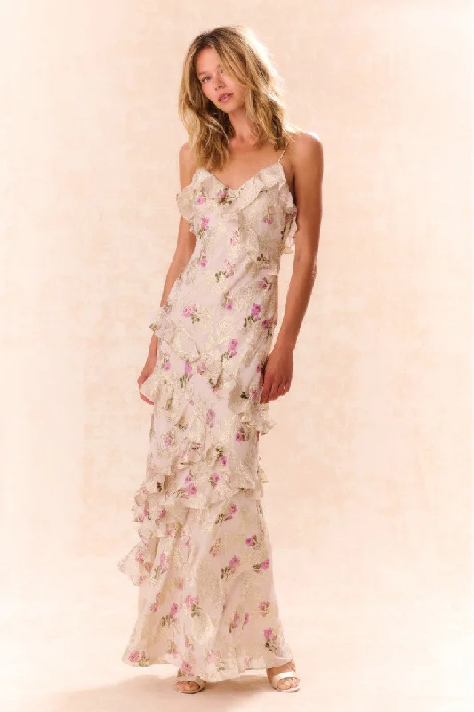 Easygoing Fashion Rialto Floral Silk Maxi Dress