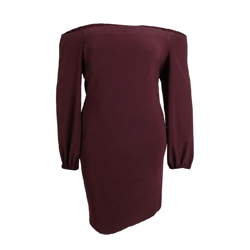 Classic Color INC International Concepts Women's Off-The-Shoulder Dress (M, Port)