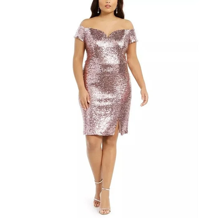 Casual Fit Wear B Darlin Women's Trendy Size Off The Shoulder Sequined Bodycon Dress Pink Size 16 Casual Fit Wear B Darlin Women's Trendy Size Off The Shoulder Sequined Bodycon Dress Pink Size 16