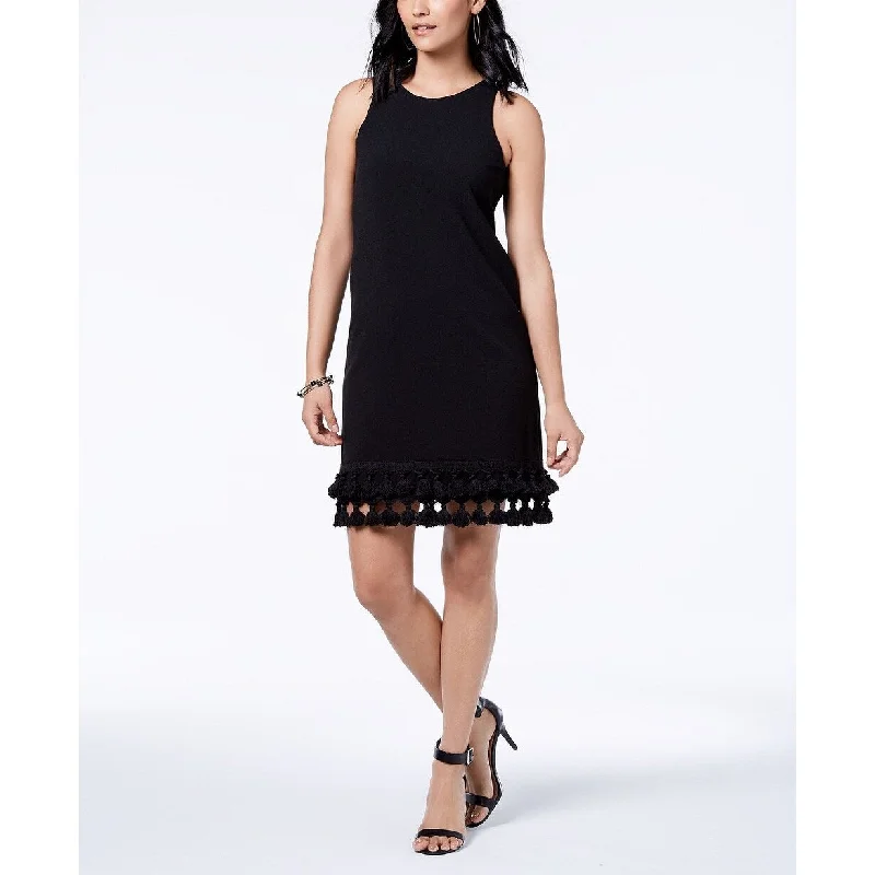 Effortless Looks Donna Ricco Women's Sleeveless Tassel-Hem Dress Black Size 12"