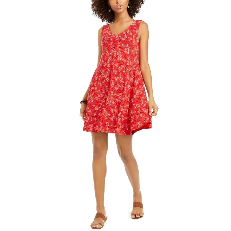 Easygoing Style Style & Co Women's Cross-Back Printed Dress Bright Red Size Extra Large - X-Large