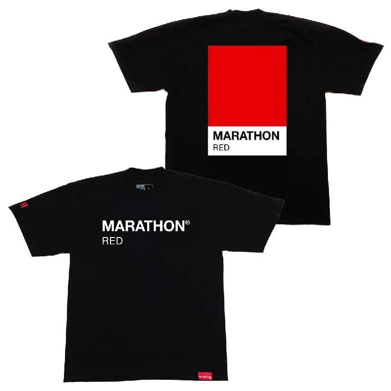 Romantic Temperament Marathon Red Pantone T-shirt - Black