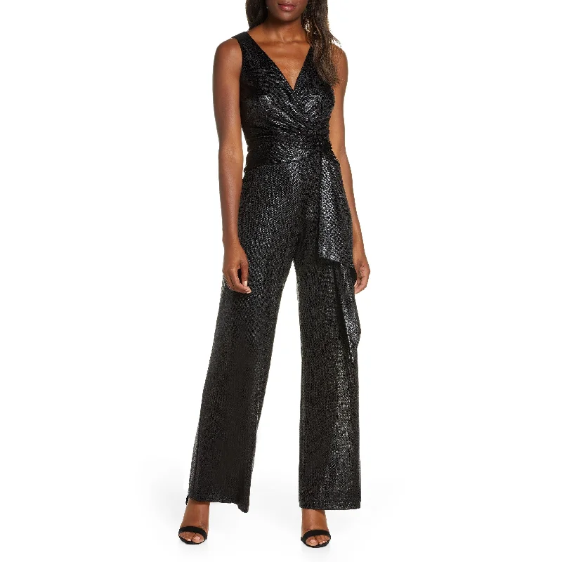 Breathable Style Taylor Women's Dresses Metallic Stripe Tie Waist Jumpsuit Blk Size 10 Breathable Style Taylor Women's Dresses Metallic Stripe Tie Waist Jumpsuit Blk Size 10