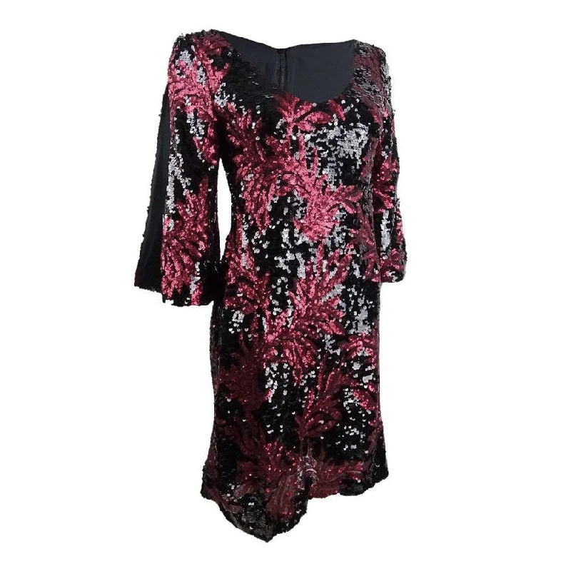 New Products Taylor Women's Split-Sleeve Botanical Sequined Dress (2, Burgundy/Black) New Products Taylor Women's Split-Sleeve Botanical Sequined Dress (2, Burgundy/Black)