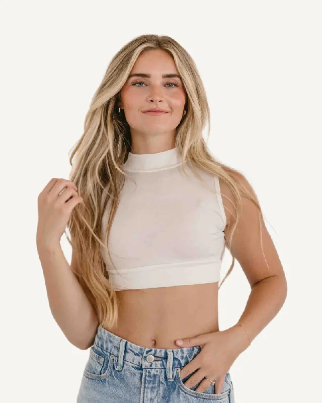 Cool Breeze At Night Mock Neck Sleeveless Halftee