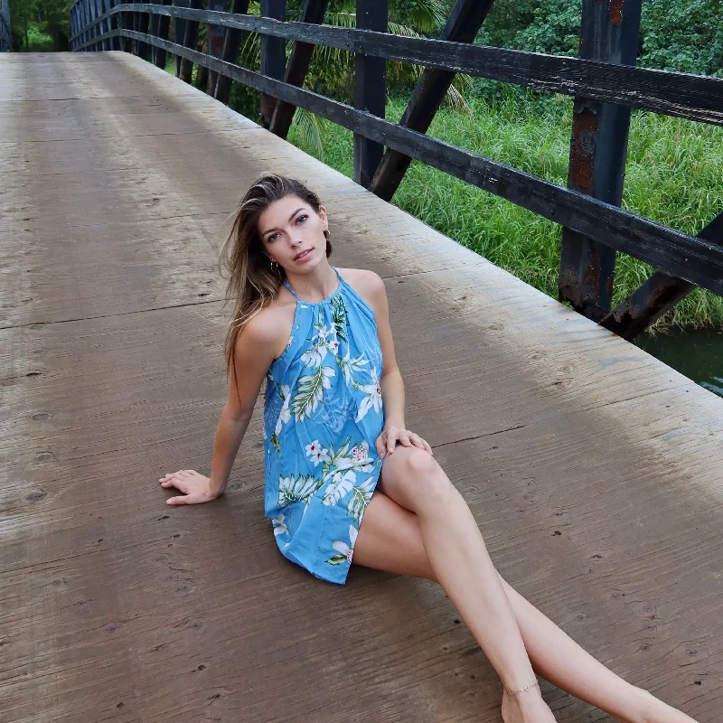 Soft Layers Bamboo Orchid Halter Dress, Made in Hawaii