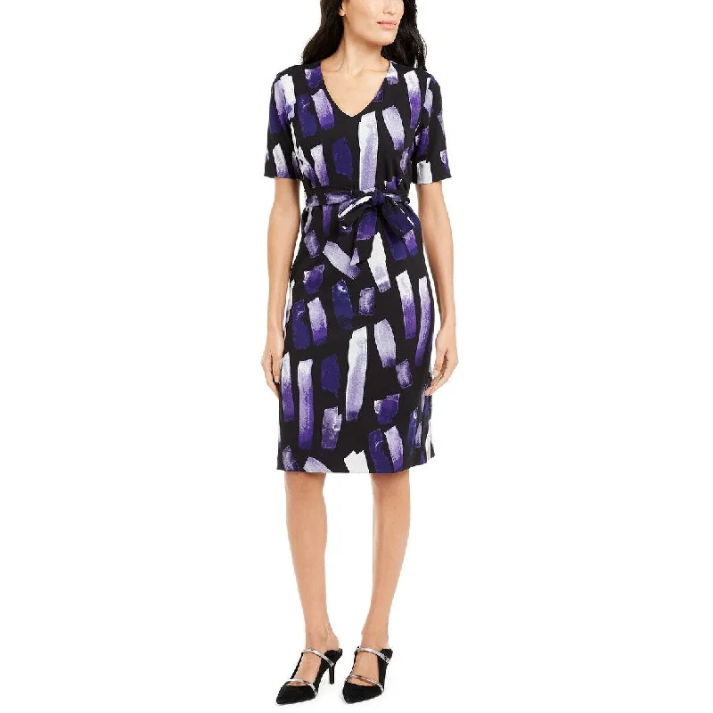 Design Must-have Alfani Women's Printed Tie-Waist Dress Purple Size Extra Large